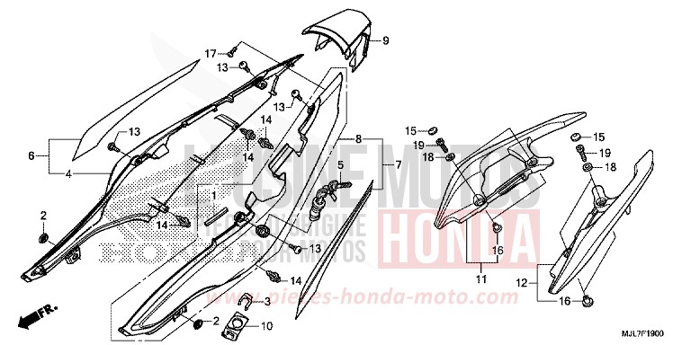 CAPOT ARRIERE de Integra 750 GRAPHITE BLACK (NHB01) 2014
